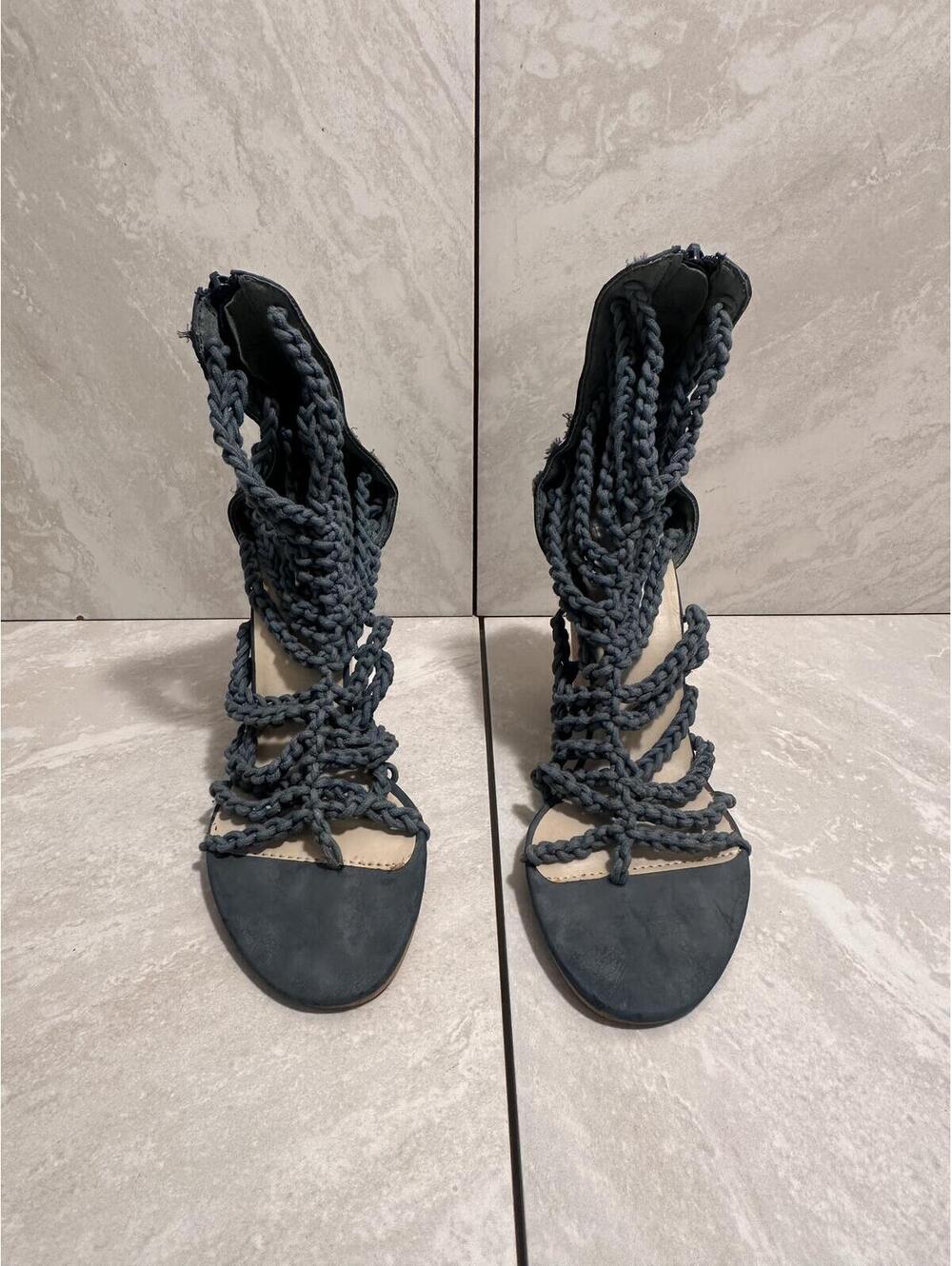 Marco Santi Naomi blue Gladiator braided strappy wedge sandals Size 8 boho chic